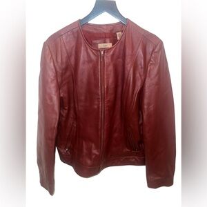 Women’s Leather Jacket, Red, 100% Leather, XL